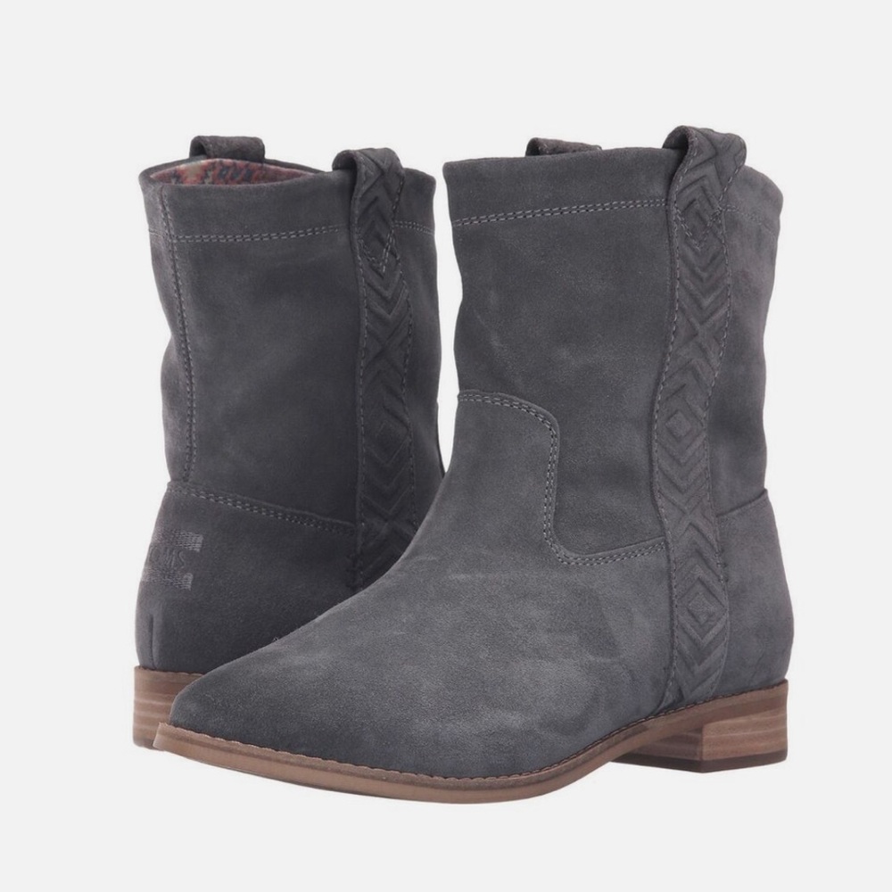 TOMS CASTLEROCK GREY SUEDE Bootie • Size 6.5 women’s